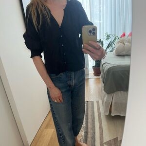 Rails Black Button-Down Relaxed Cotton Shirt